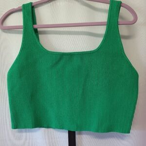 Green Ribbed Women's Top